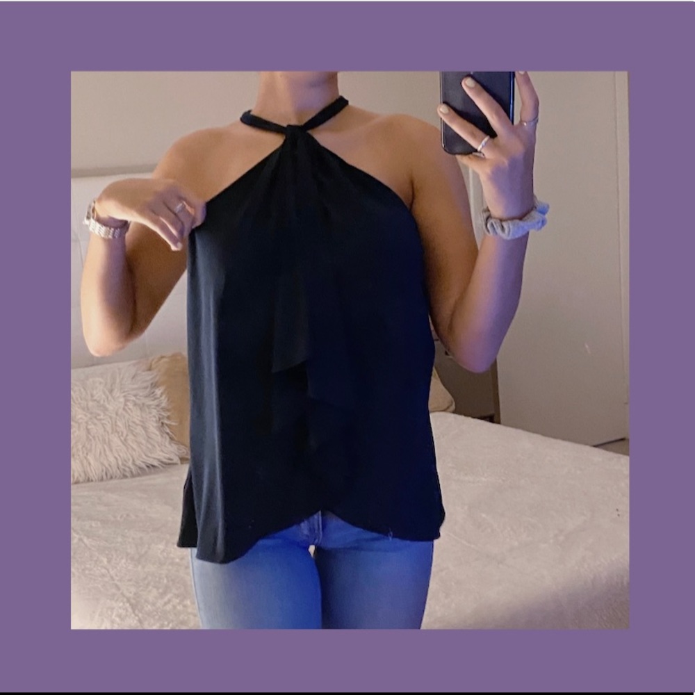 black chaps ruffled halter top !